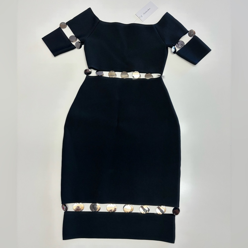 Alexander Wang midi black dress with silver